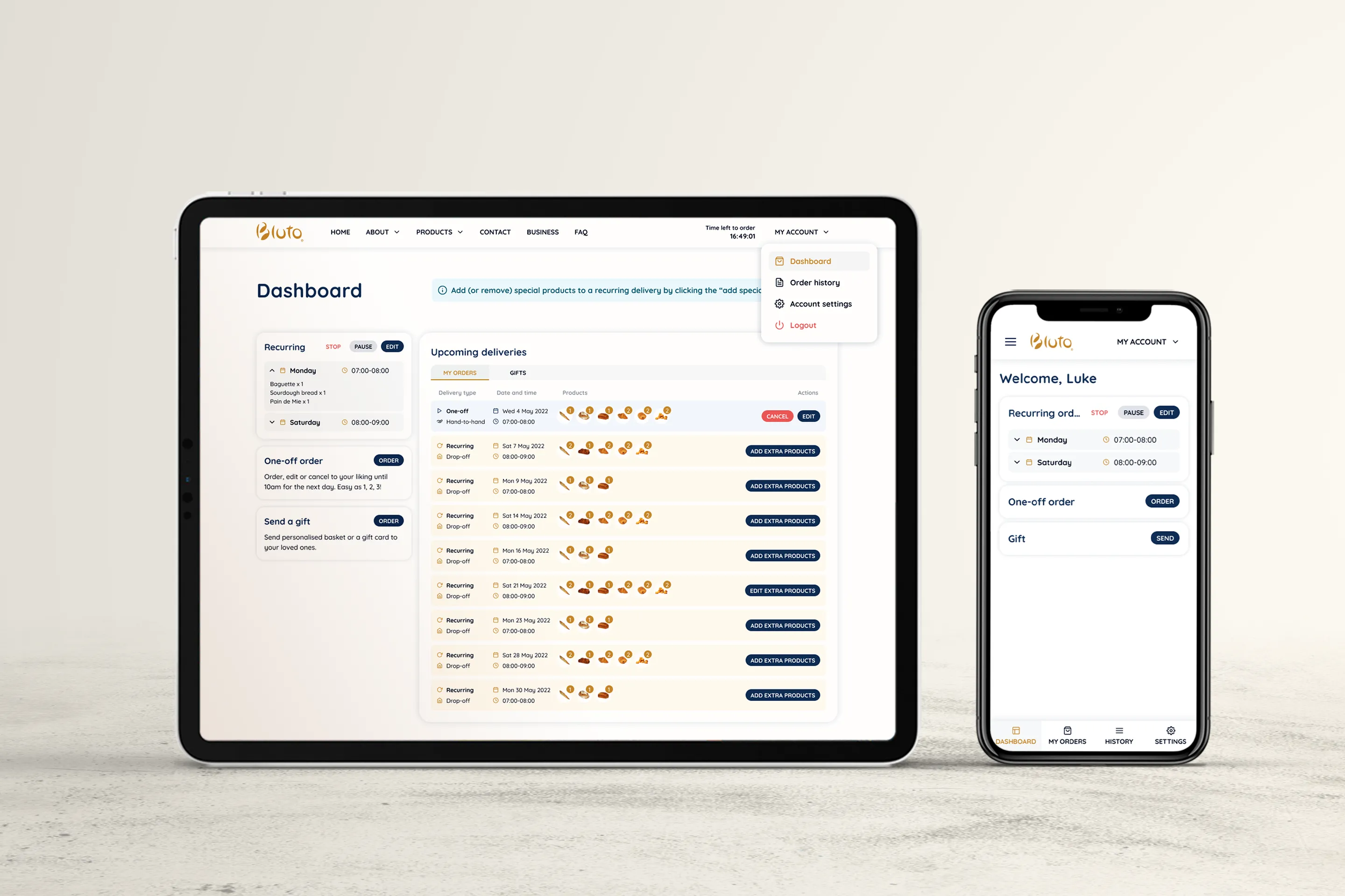 Bluto mockup user dashboard