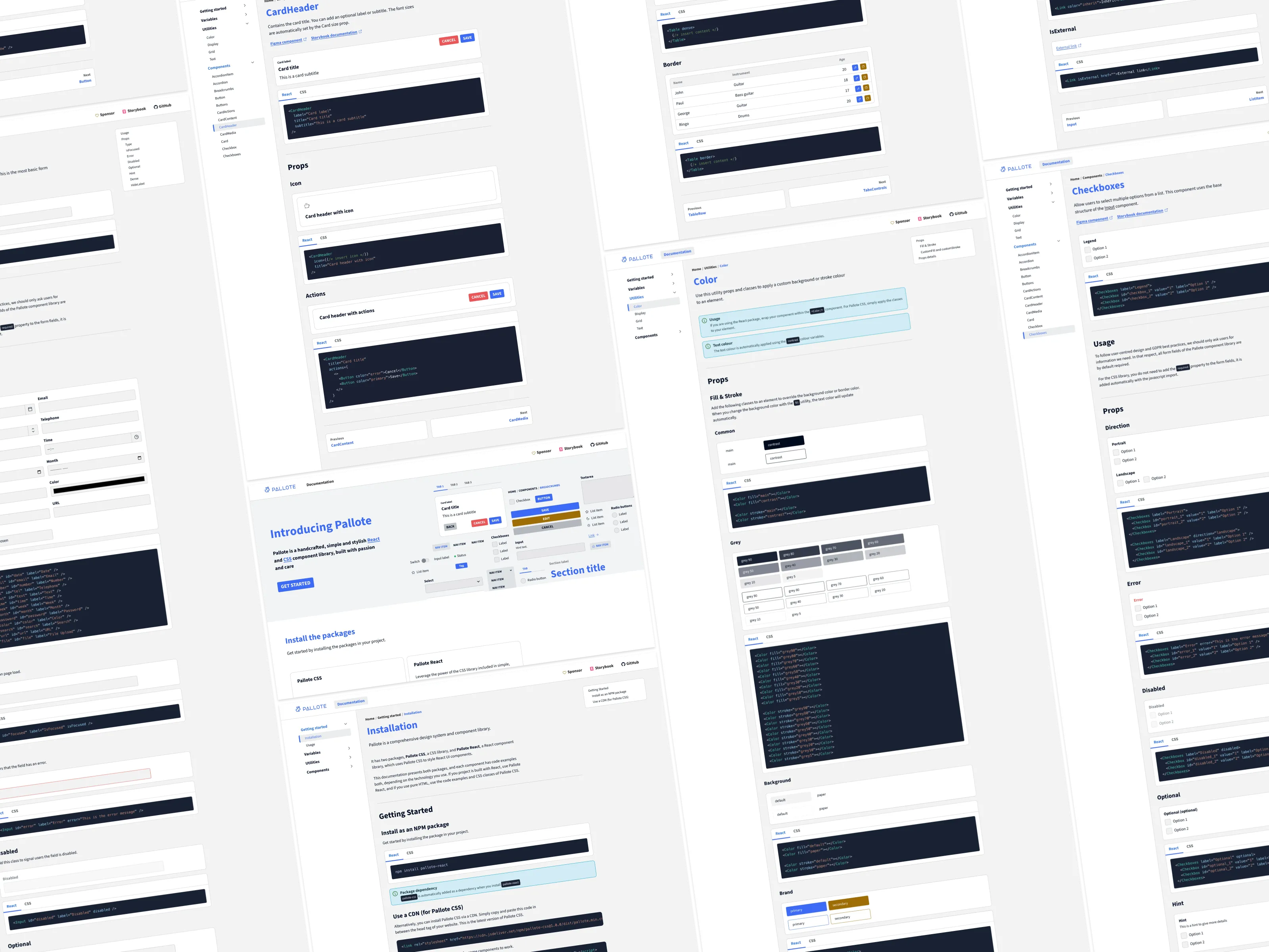 Pallote component library showcase